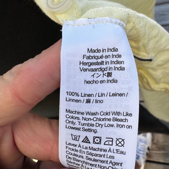 J Crew Butter Yellow Slim Perfect Baird McNutt Irish Linen Fit Button-Up size 4 - Picture 6 of 9